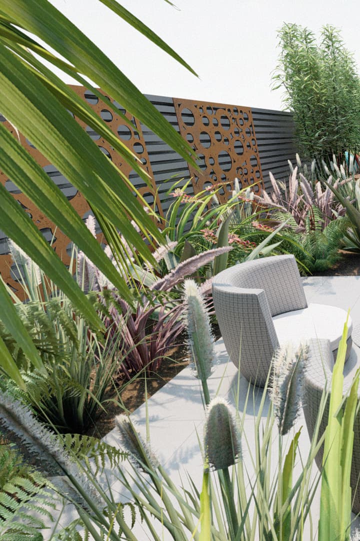3D view of the designed rear boundary.